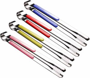 Stainless Steel Kitchen Tongs, 4-Pack