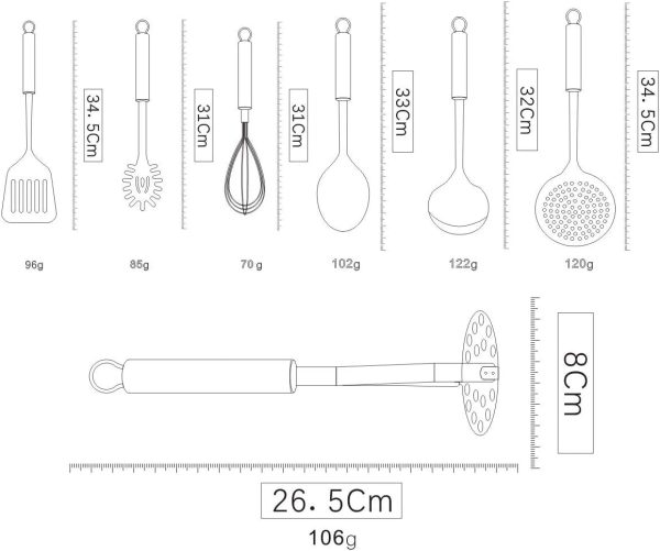 Stainless Steel Cooking Utensil Set with Stand