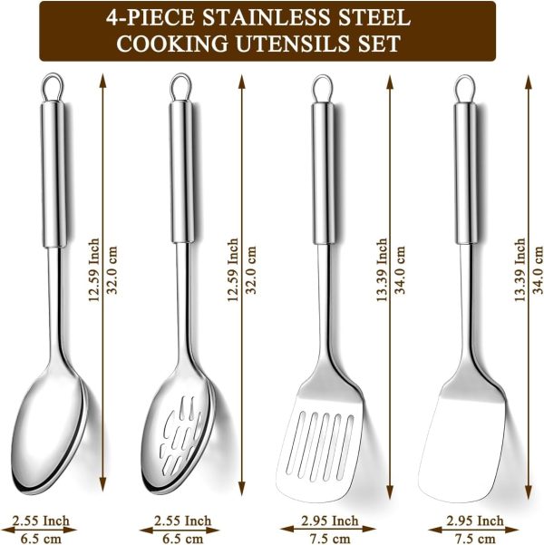 61XRgsPUaIL._AC_SL1200_ Stainless Steel Kitchen Utensil Set, 4pc