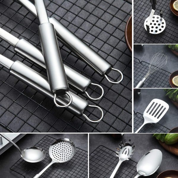 Stainless Steel Cooking Utensil Set with Stand