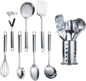 Stainless Steel Cooking Utensil Set with Stand