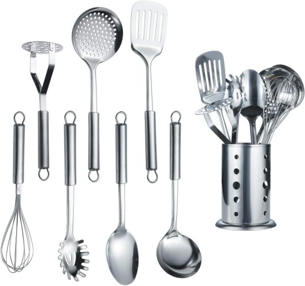 Stainless Steel Cooking Utensil Set with Stand
