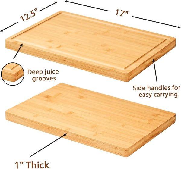 71Qdn5AO8kL._AC_SL1500_ Bamboo Cutting Board with Juice Groove, 17x12.5