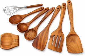 8 Pcs Teak Wood Cooking Utensil Set