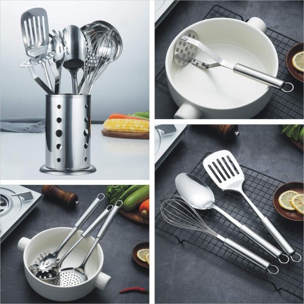 Stainless Steel Cooking Utensil Set with Stand