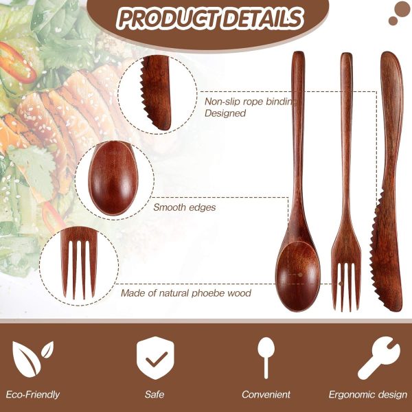 Wooden Utensil Set, 12 Pcs Reusable Cutlery