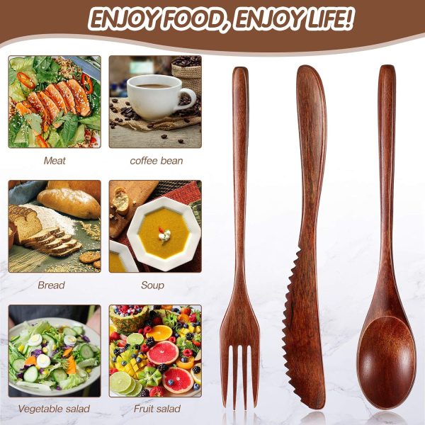 Wooden Utensil Set, 12 Pcs Reusable Cutlery