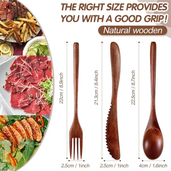 Wooden Utensil Set, 12 Pcs Reusable Cutlery