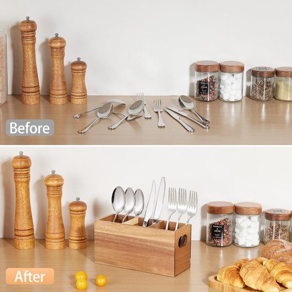 81XIGBF-2wL._AC_SL1500_ Acacia Wooden Utensil Caddy, 3 Compartments