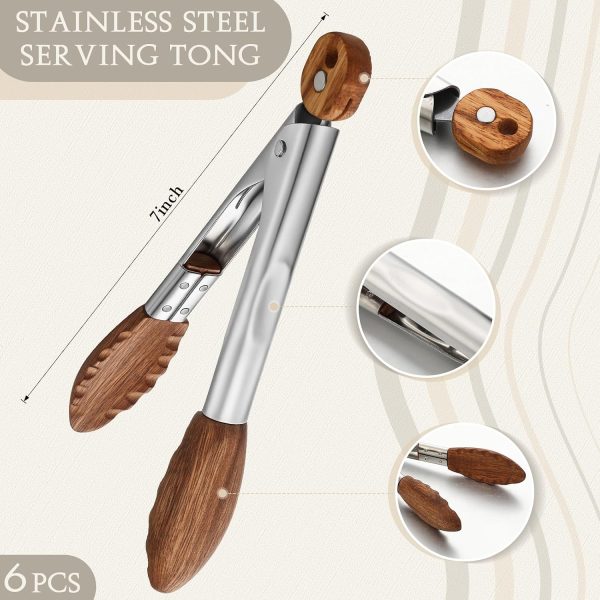 Walnut Wood Tongs 6-Pack for Cooking
