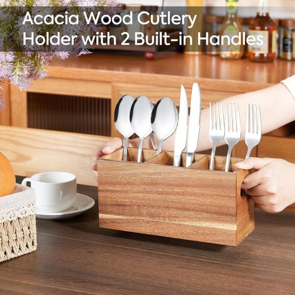 81ajn7wrInL._AC_SL1500_ Acacia Wooden Utensil Caddy, 3 Compartments